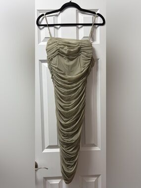 Babaton Olive Mesh Maxi Skirt